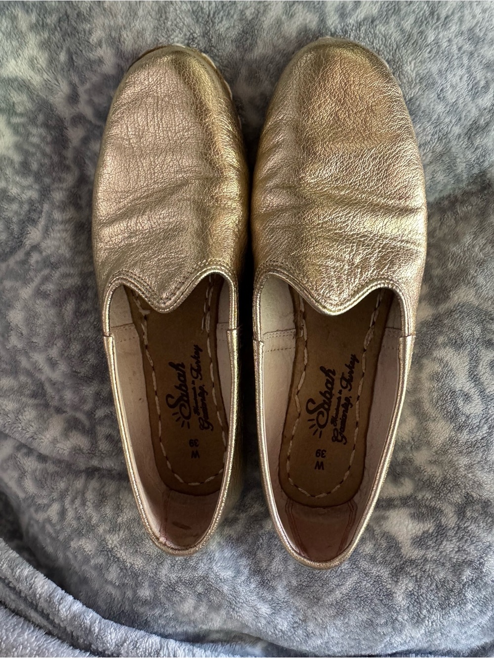 Sabah Metallic Gold Slip-On Flats